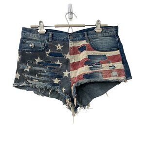 Denim Supply Ralph Lauren Womens Flag Distressed Vintage Cut Off Shorts Size 31